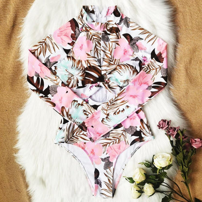 Sexy Surf Rashguard Long Sleeve Swimwear Women One Piece Swimsuit Rash Guard Swim Suit Bathing Suit Beach Wear Bodysuit Monokini