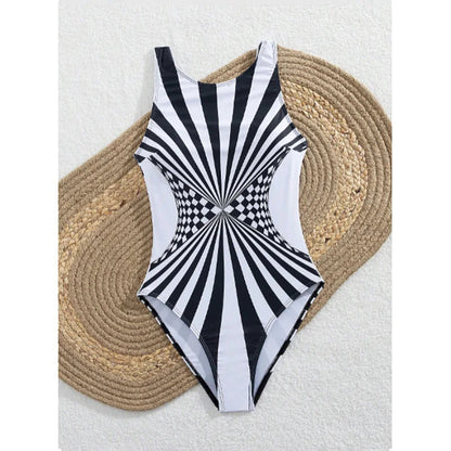 2025 New Sexy Strile One-Piece Stylish Swimsuit For Women O Neck Quick Dry Detachable Pads Brazilian Swimming Suit Bikini Set