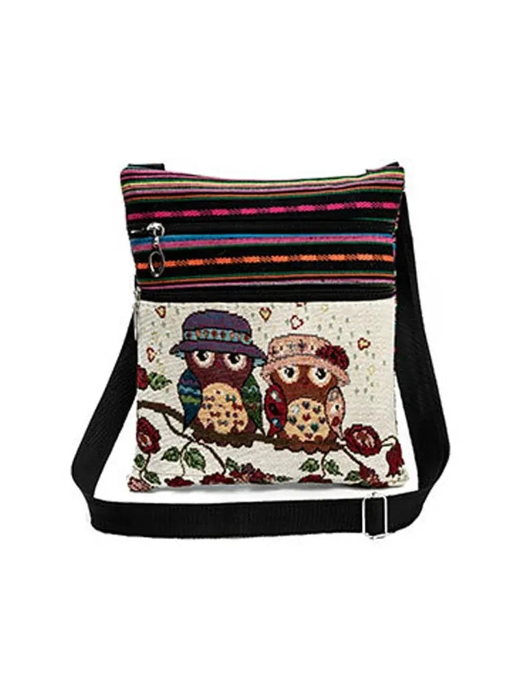 Fashion Trend Owl Pattern Woven Embroidery Crossbody Ethnic Ladies Shoulder Bag For Women