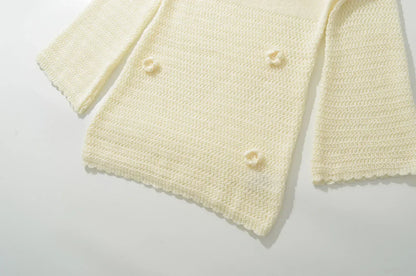 3D Flower Hand Crotch Full Flare Sleeve Sweater Dress