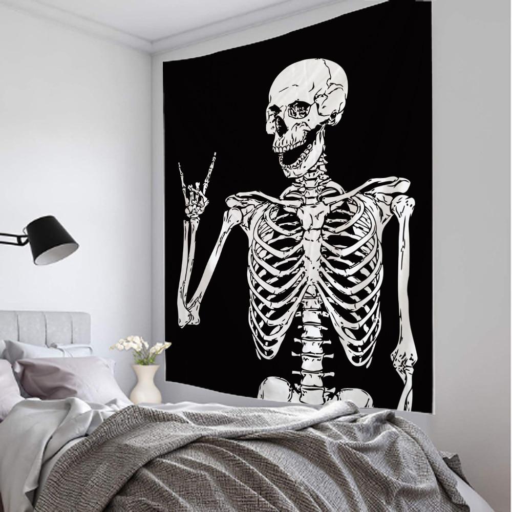 Simple Skull Printing Big Wall Mounted Cheap Hippie Wall Hanging Bohemian Wall Tapestry Mandala Wall Art Decoration