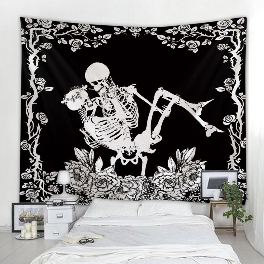 Simple Skull Printing Big Wall Mounted Cheap Hippie Wall Hanging Bohemian Wall Tapestry Mandala Wall Art Decoration
