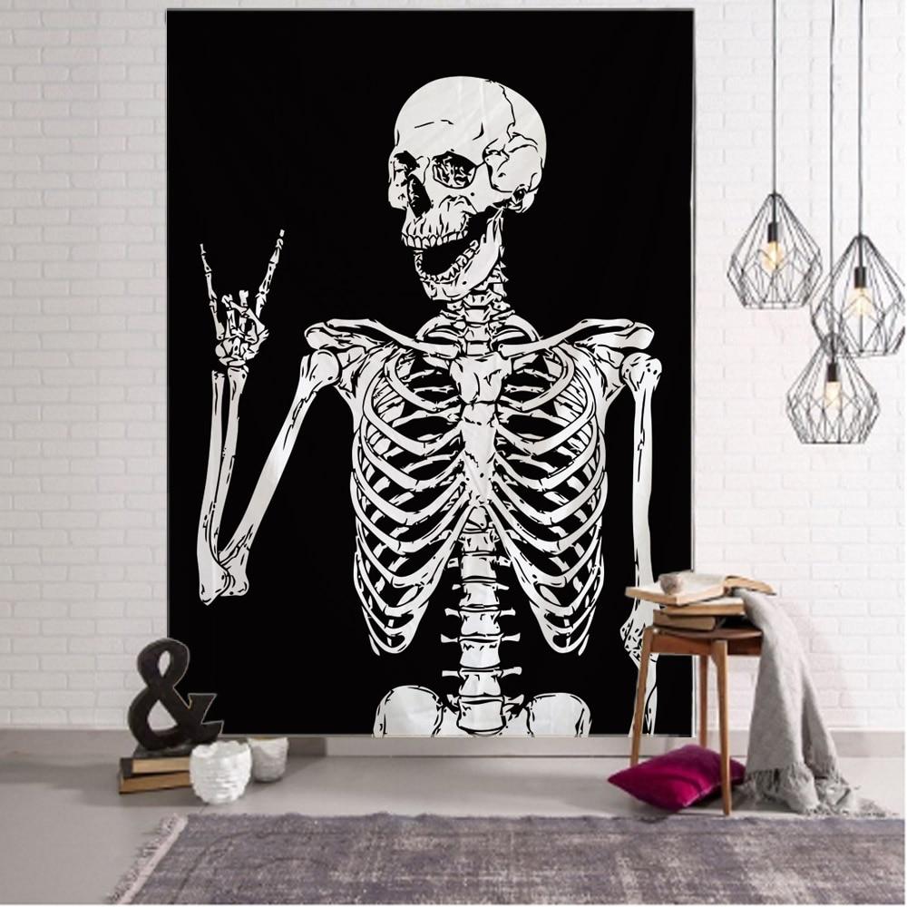 Simple Skull Printing Big Wall Mounted Cheap Hippie Wall Hanging Bohemian Wall Tapestry Mandala Wall Art Decoration