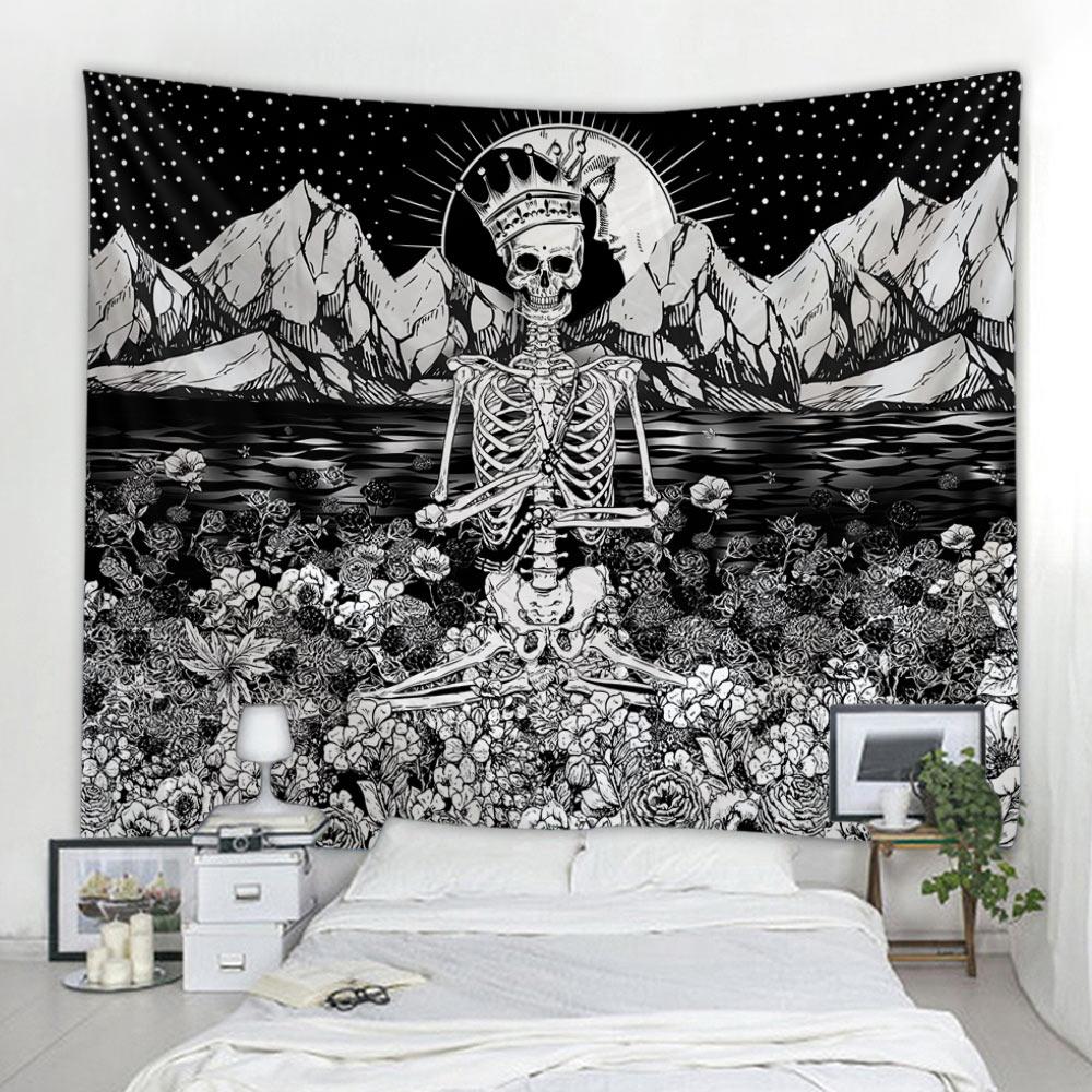 Simple Skull Printing Big Wall Mounted Cheap Hippie Wall Hanging Bohemian Wall Tapestry Mandala Wall Art Decoration