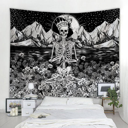 Simple Skull Printing Big Wall Mounted Cheap Hippie Wall Hanging Bohemian Wall Tapestry Mandala Wall Art Decoration