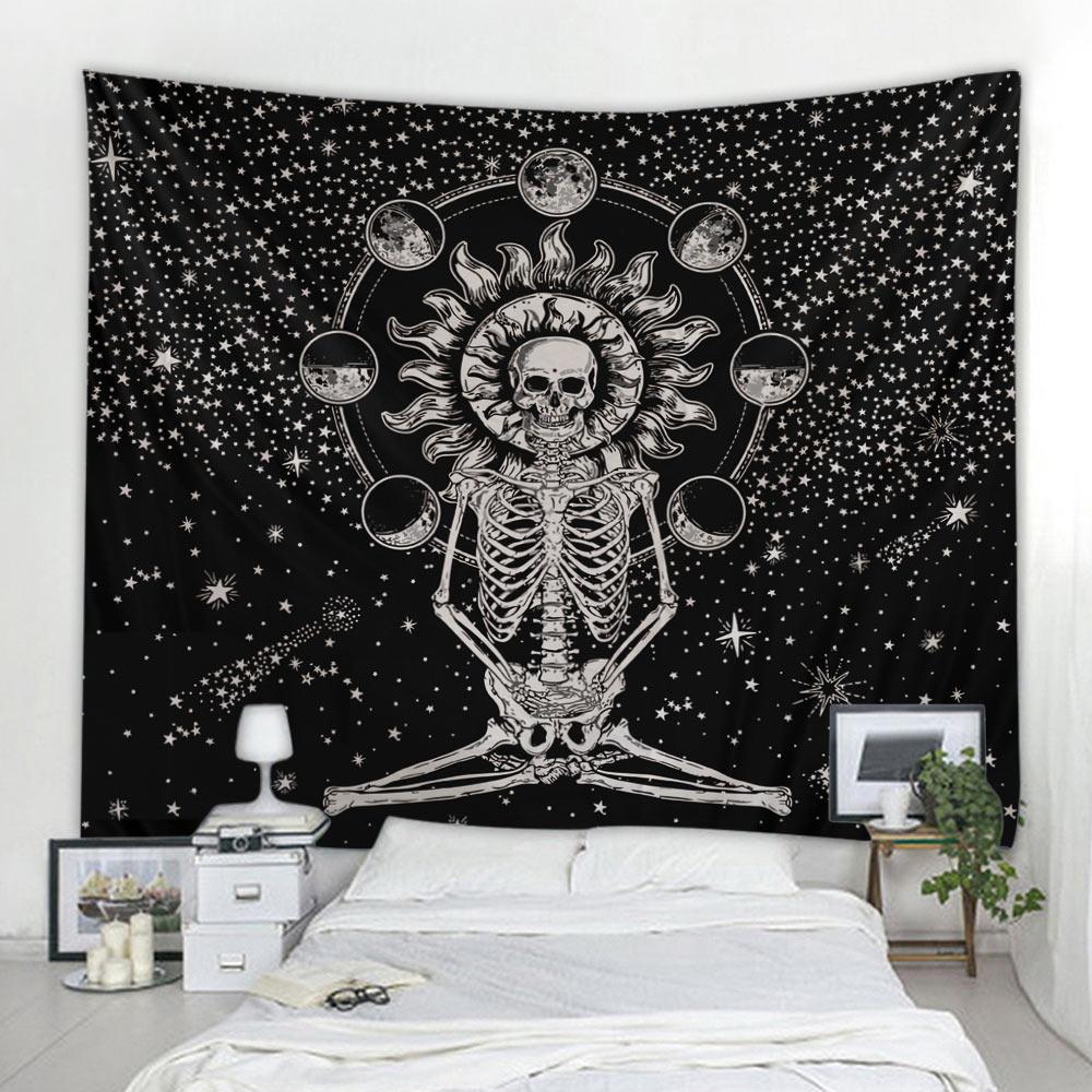 Simple Skull Printing Big Wall Mounted Cheap Hippie Wall Hanging Bohemian Wall Tapestry Mandala Wall Art Decoration