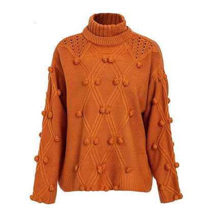 Solid Color Turtleneck Knitted Pullover Sweater