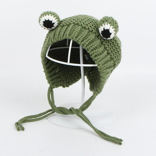 Sky Madrid Knitted Frog Hat