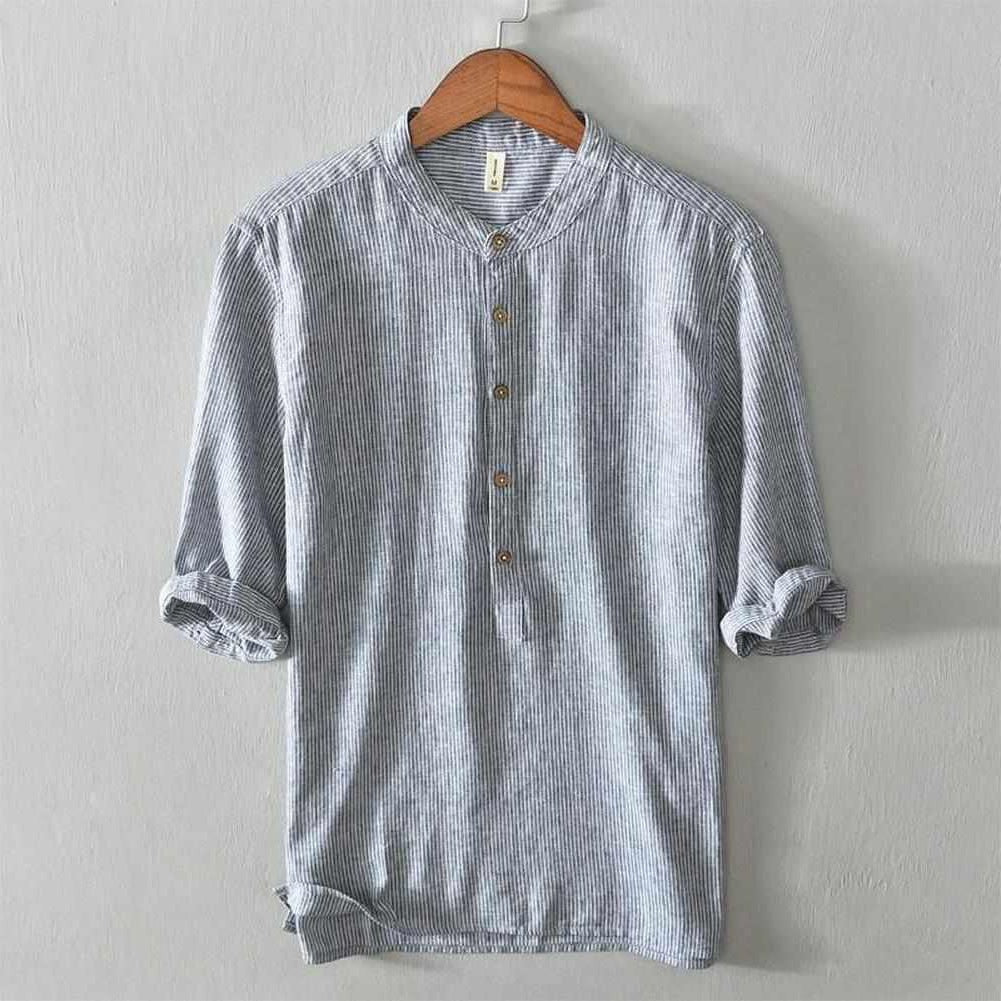 Sky Madrid 3/4 Linen Striped Shirt