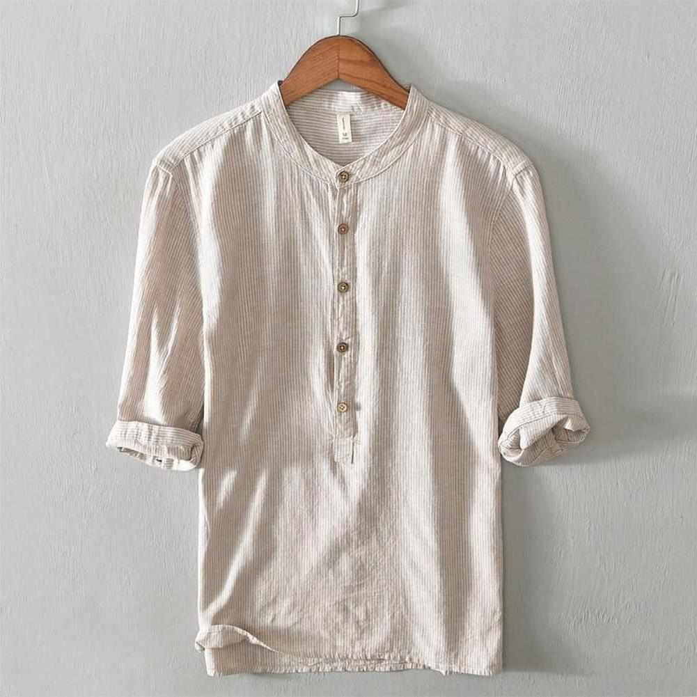 Sky Madrid 3/4 Linen Striped Shirt