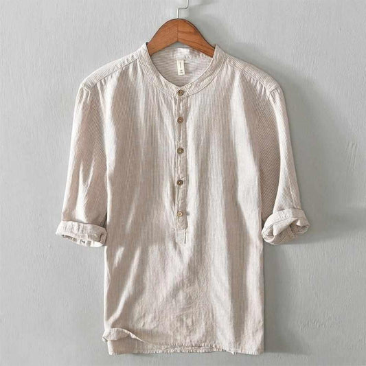 Sky Madrid 3/4 Linen Striped Shirt
