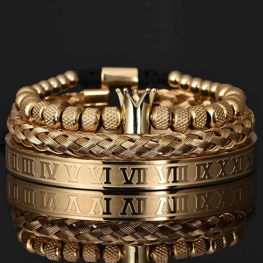 Stainless Steel Royal Bracelet Set (3 Pcs)
