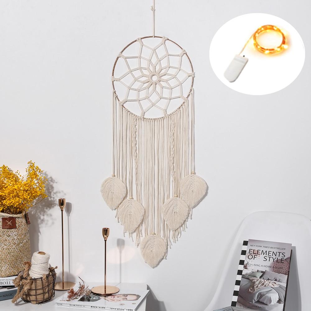 Star Moon Sun Dream Catcher Boho Home Wall Decor Girls Kids Nursery Garden Decoration Outdoor Gifts With Light