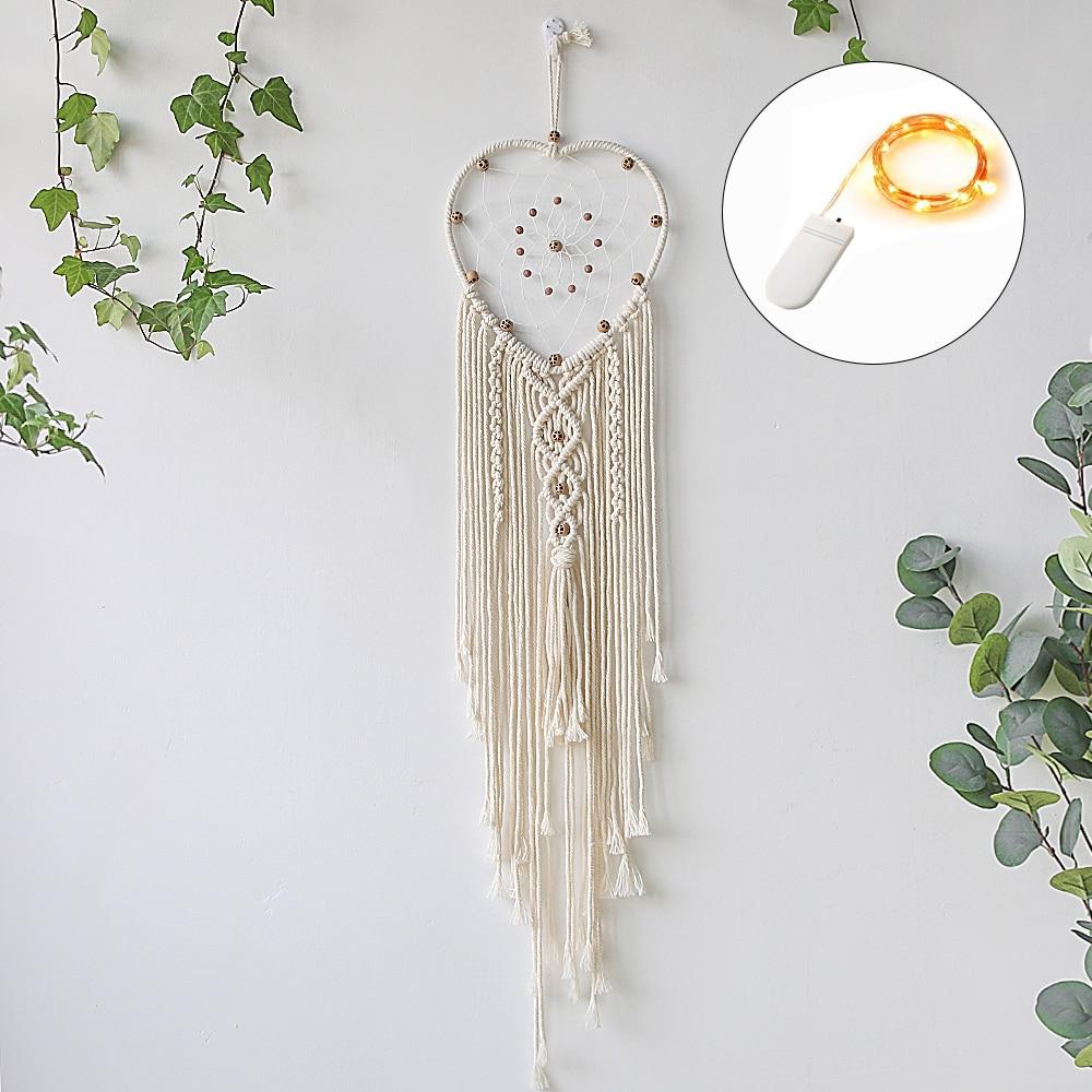 Star Moon Sun Dream Catcher Boho Home Wall Decor Girls Kids Nursery Garden Decoration Outdoor Gifts With Light