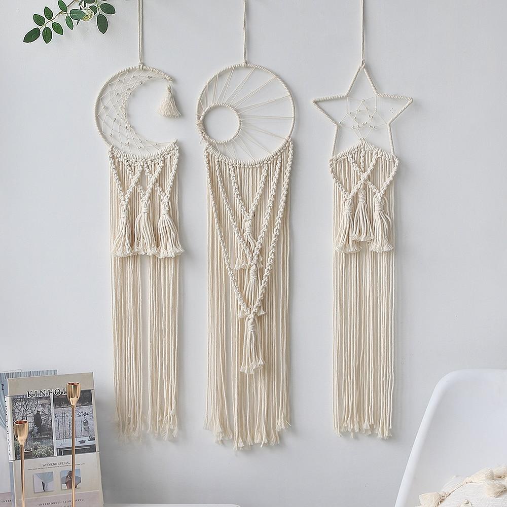 Star Moon Sun Dream Catcher Boho Home Wall Decor Girls Kids Nursery Garden Decoration Outdoor Gifts With Light