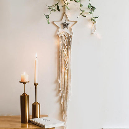 Star Moon Sun Dream Catcher Boho Home Wall Decor Girls Kids Nursery Garden Decoration Outdoor Gifts With Light