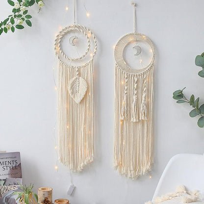 Star Moon Sun Dream Catcher Boho Home Wall Decor Girls Kids Nursery Garden Decoration Outdoor Gifts With Light