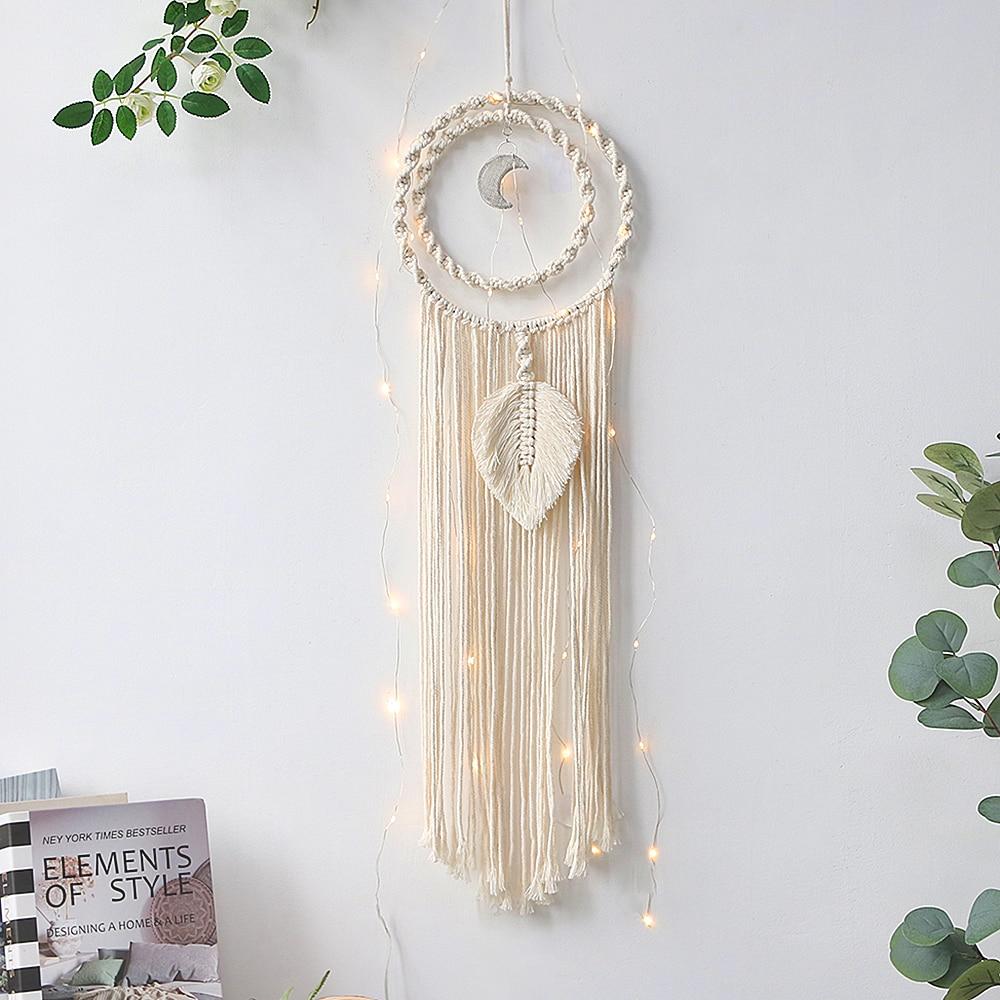Star Moon Sun Dream Catcher Boho Home Wall Decor Girls Kids Nursery Garden Decoration Outdoor Gifts With Light