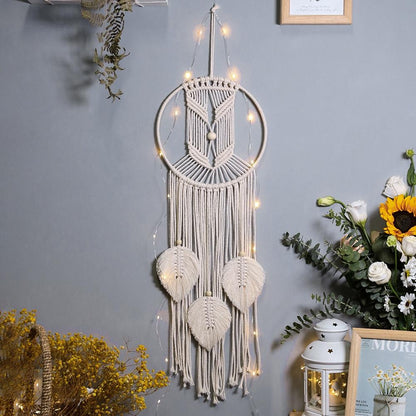 Star Moon Sun Dream Catcher Boho Home Wall Decor Girls Kids Nursery Garden Decoration Outdoor Gifts With Light
