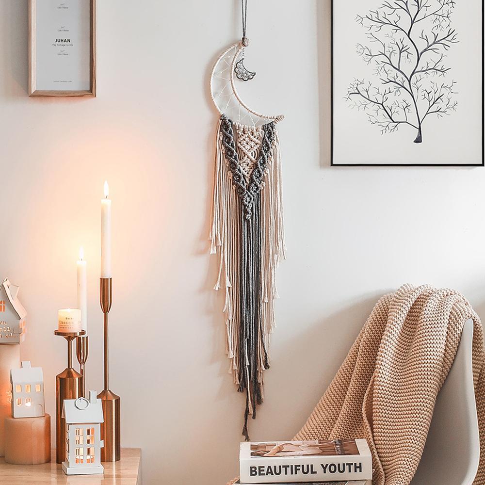 Star Moon Sun Dream Catcher Boho Home Wall Decor Girls Kids Nursery Garden Decoration Outdoor Gifts With Light