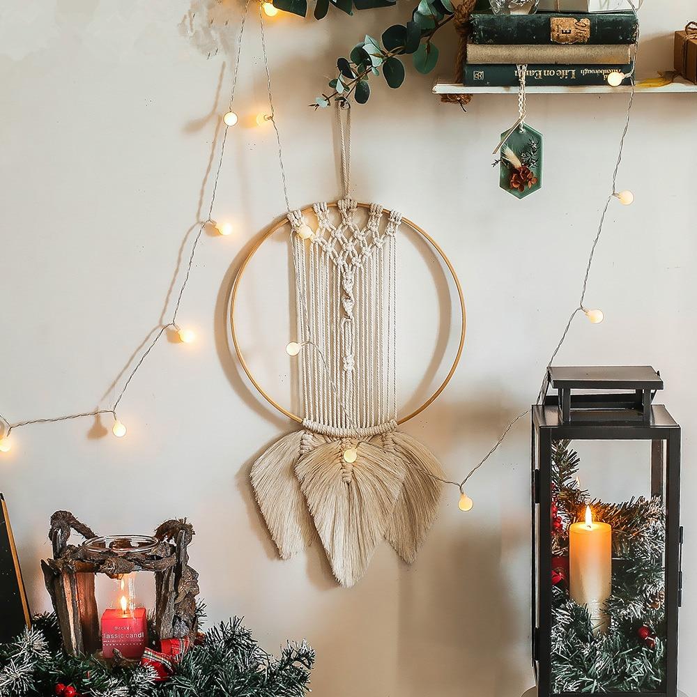 Star Moon Sun Dream Catcher Boho Home Wall Decor Girls Kids Nursery Garden Decoration Outdoor Gifts With Light