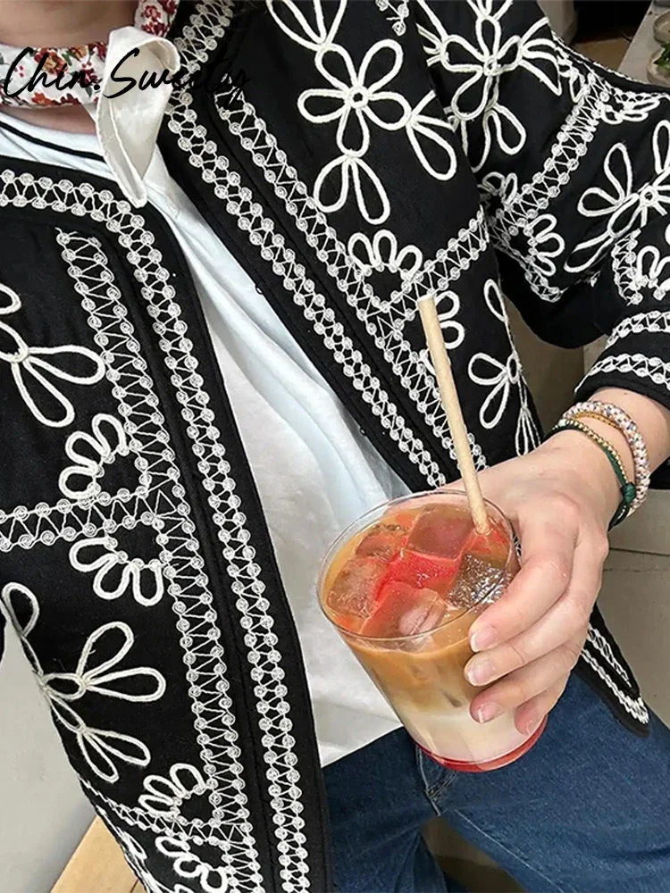 Street Print Coat Shorts Set Women Loose O-Neck Lantern Cardigans Elastic Shorts Female Suit 2024 Autumn Fashion Y2K Lady Outfit