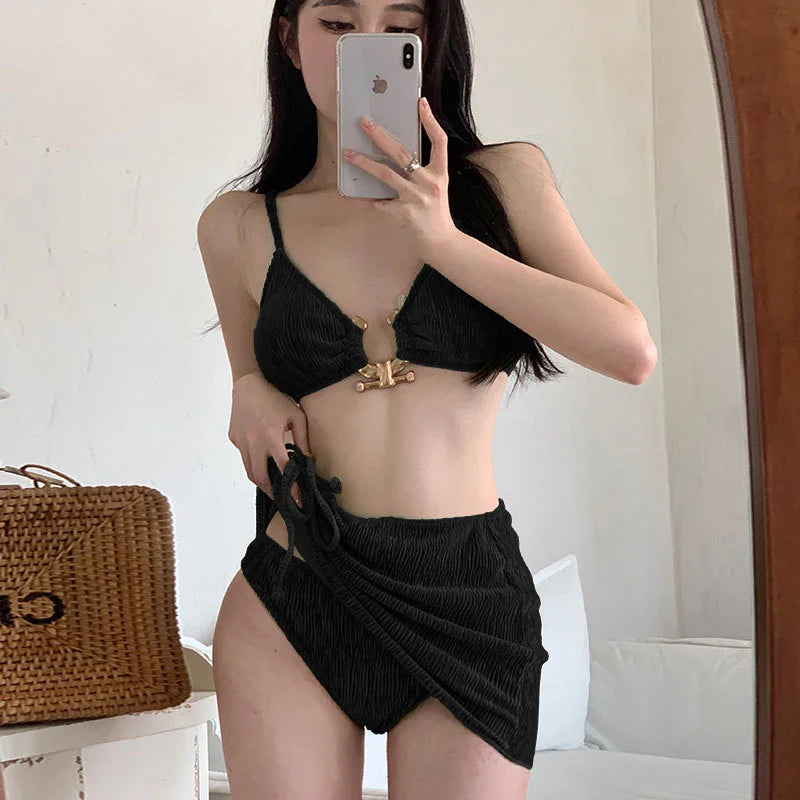 Summer Swimsuit Women'S Sexy Bikini Set Holiday Style Sexy Split Swimsuit Cover Skirt Beach Women'S Sexy Three Piece Set