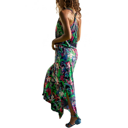 Summer Women Fashion Sexy Causal Elegant Sleeveless Floral Hollow-Out Back Maxi Dress