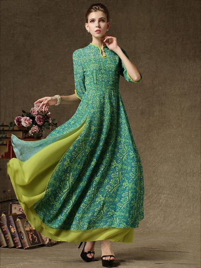 Vintage False Two-Piece Maxi Dress