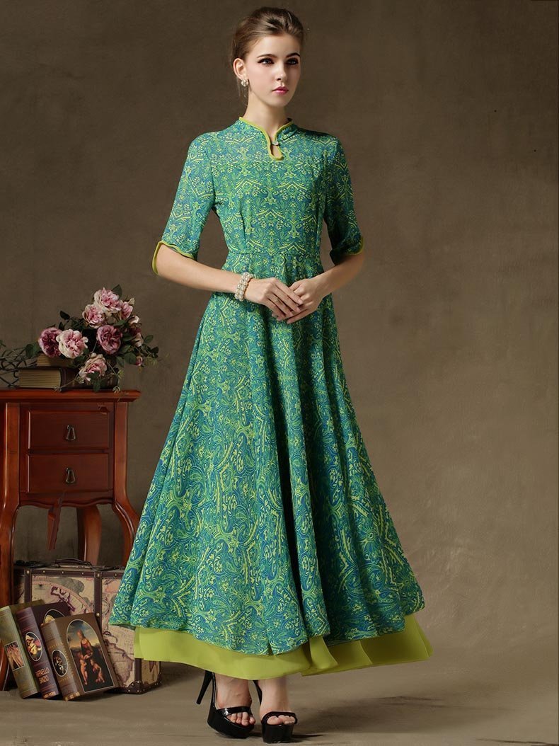 Vintage False Two-Piece Maxi Dress