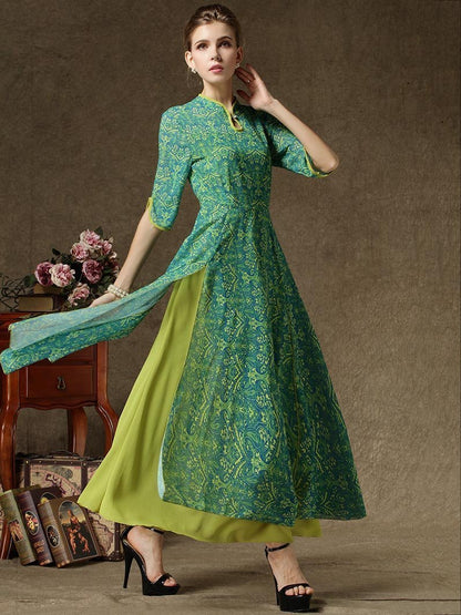 Vintage False Two-Piece Maxi Dress