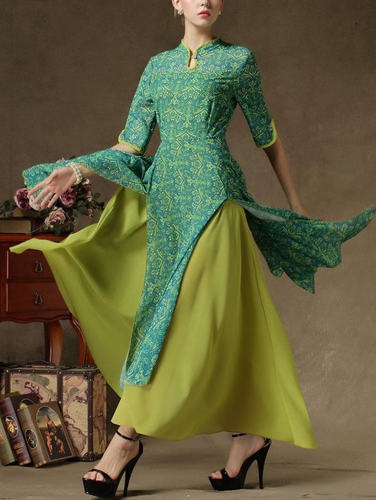 Vintage False Two-Piece Maxi Dress