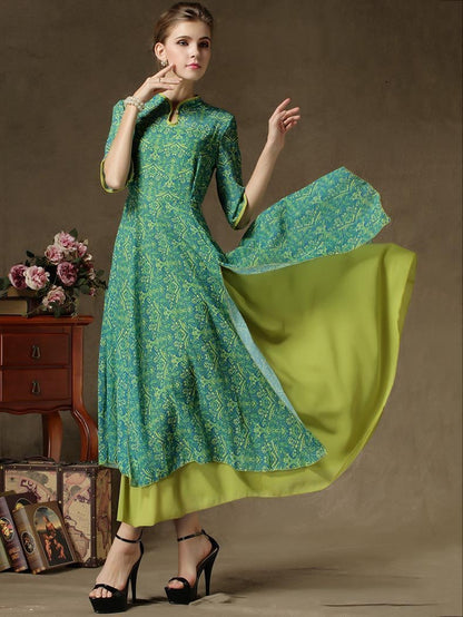 Vintage False Two-Piece Maxi Dress