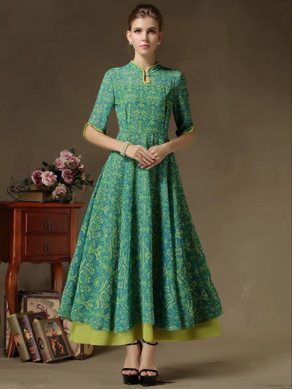 Vintage False Two-Piece Maxi Dress