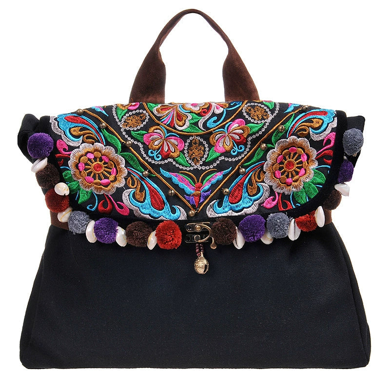 Original Ethnic Style Embroidery Bag Retro Tibetan Styl College Literary Canvas Bag Shoulder Bag Messenger Bag