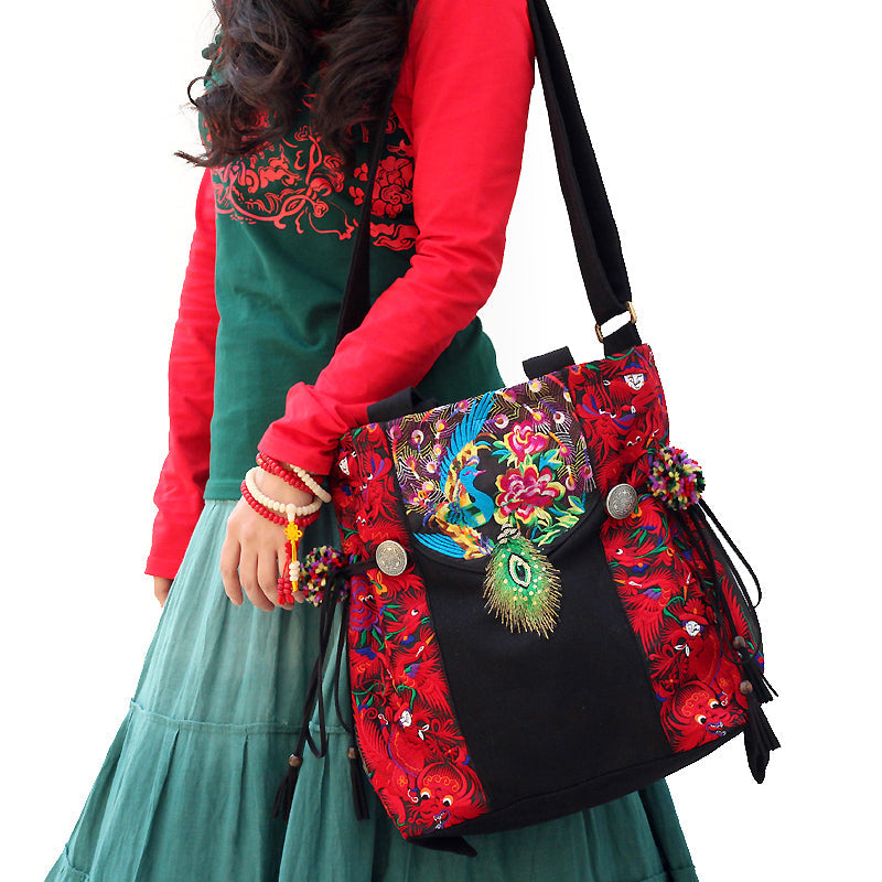 Original Ethnic Style Tibetan Style Retro Travel And Vacation College Literary Embroidery Bag One Shoulder Messenger Bag Canvas