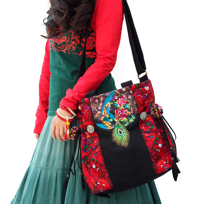 Original Ethnic Style Tibetan Style Retro Travel And Vacation College Literary Embroidery Bag One Shoulder Messenger Bag Canvas
