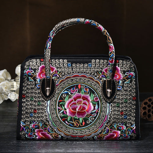 National Style Embroidered  Messenger Bag Handbag Single Shoulder Bag Canvas