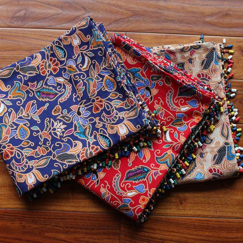 Tibetan Nationality Style Shawl Women'S Spring And Summer Sunscreen Anti Uv Travel Cloak Beaded Tassel