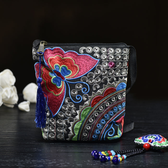 Ethnic Style Women'S Bag Embroidery Bag Embroidered Canvas Bag Coin Purse Small Bag Women'S Bag Clutch Bag Mini Cross-Body Bag