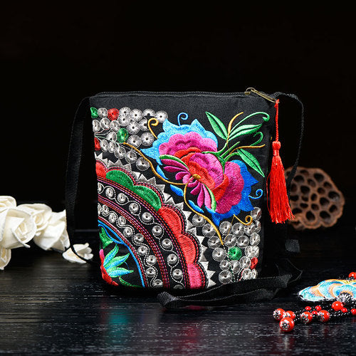 Ethnic Style Women'S Bag Embroidery Bag Embroidered Canvas Bag Coin Purse Small Bag Women'S Bag Clutch Bag Mini Cross-Body Bag