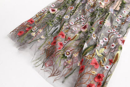 Seaside Holiday Beach Vintage Embroidered Mesh Dress