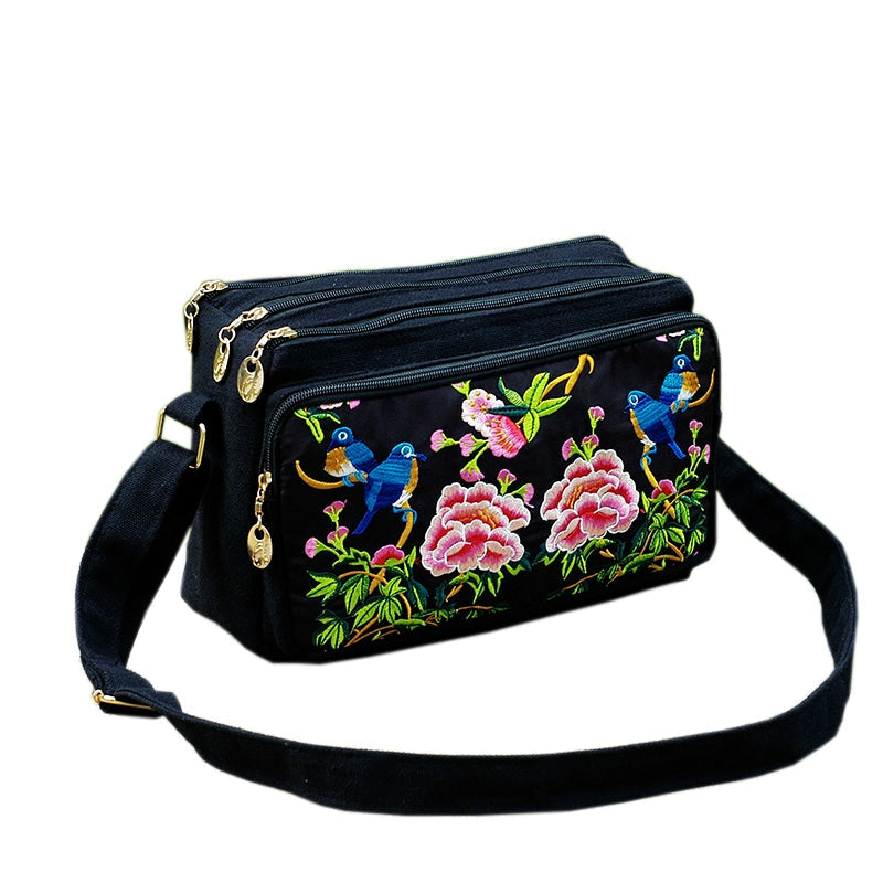 New Ethnic Style Embroidery Bag Retro Canvas Casual Women'S Bag Small Bag Crossbody Bag