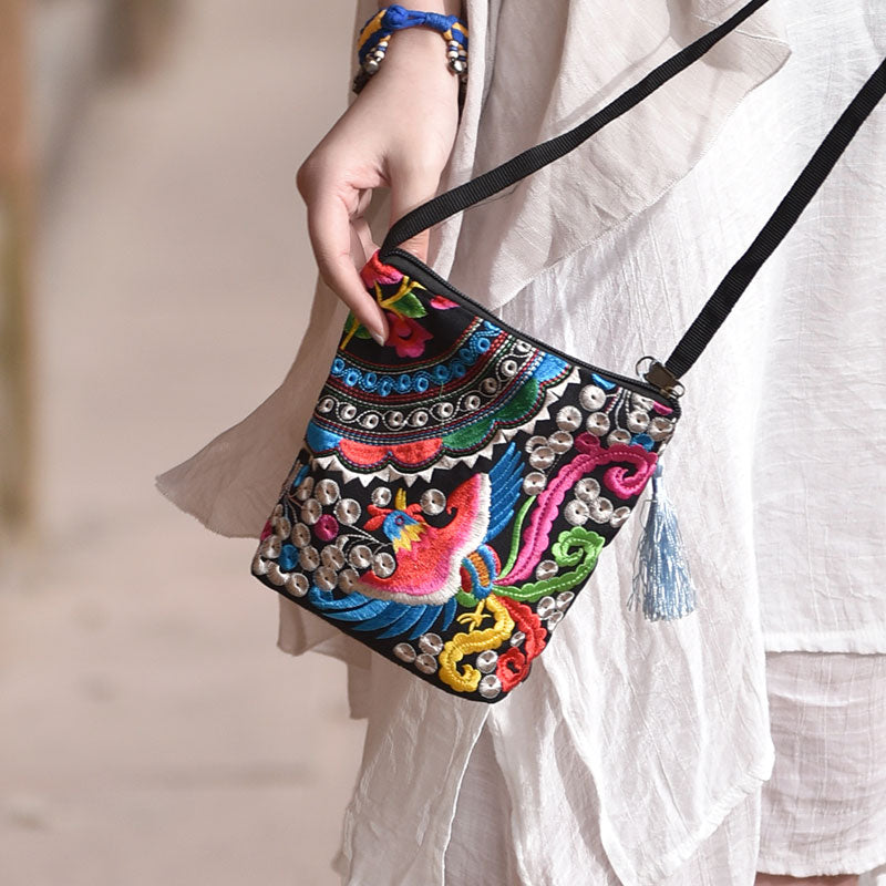 Ethnic Style Women'S Bag Embroidery Bag Embroidered Canvas Bag Coin Purse Small Bag Women'S Bag Clutch Bag Mini Cross-Body Bag