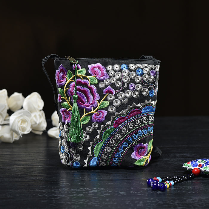 Ethnic Style Women'S Bag Embroidery Bag Embroidered Canvas Bag Coin Purse Small Bag Women'S Bag Clutch Bag Mini Cross-Body Bag