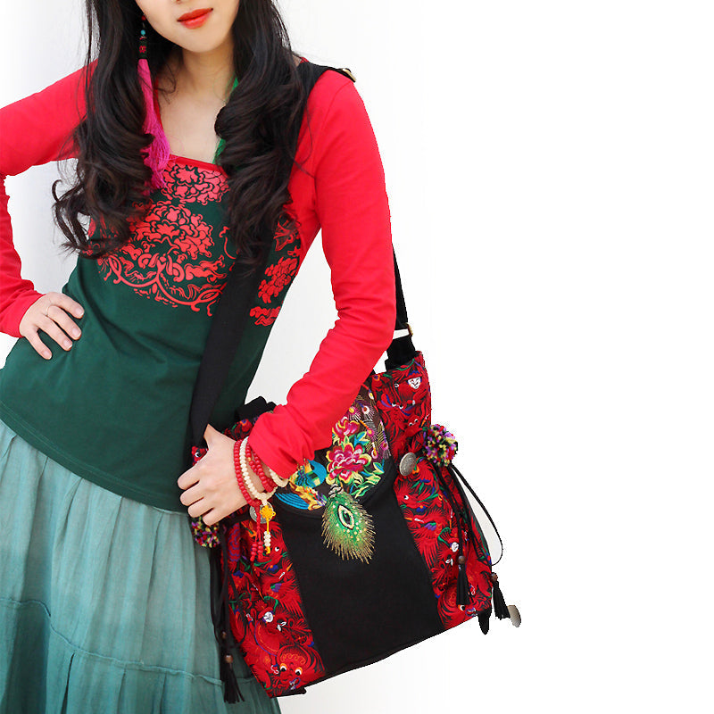 Original Ethnic Style Tibetan Style Retro Travel And Vacation College Literary Embroidery Bag One Shoulder Messenger Bag Canvas
