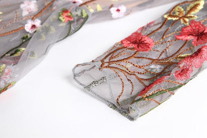 Seaside Holiday Beach Vintage Embroidered Mesh Dress