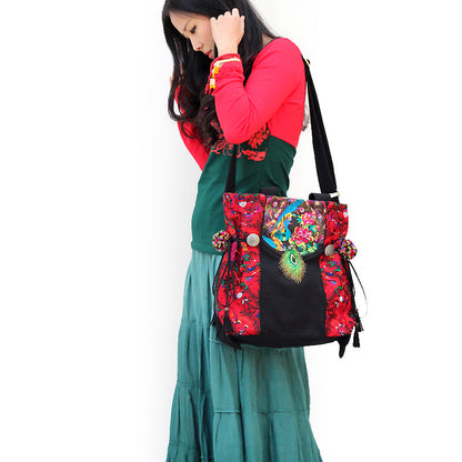 Original Ethnic Style Tibetan Style Retro Travel And Vacation College Literary Embroidery Bag One Shoulder Messenger Bag Canvas