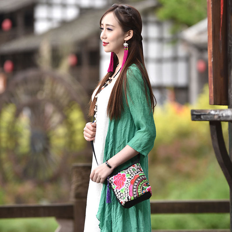 Ethnic Style Women'S Bag Embroidery Bag Embroidered Canvas Bag Coin Purse Small Bag Women'S Bag Clutch Bag Mini Cross-Body Bag