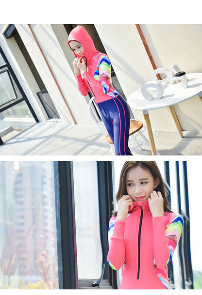 Quick-Drying Conjoined Long-Sleeved Trousers Sun Protection Full-Body Diving And Surfing Clothes Women'S Sports Swimsuits.